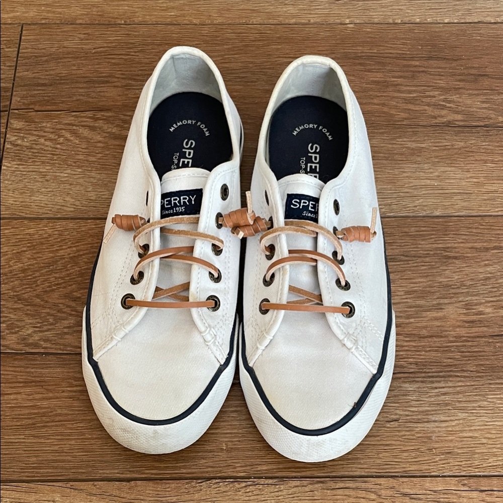 Sperry Men's White Canvas Boat Shoes